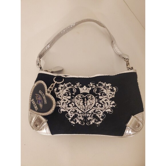 BALTIMORE RAVENS Forever Fan Pro•FAN•ity Black Velvet Diamond Purse Shoulder bag - Picture 1 of 7